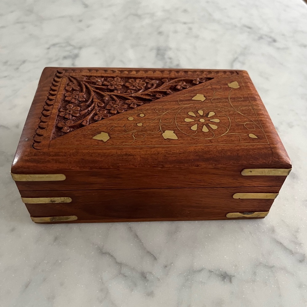 Vintage handmade wooden jewelry box